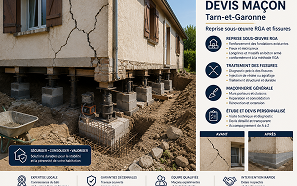Devis maçon Tarn-et-Garonne — reprise sous-œuvre RGA et fissures...